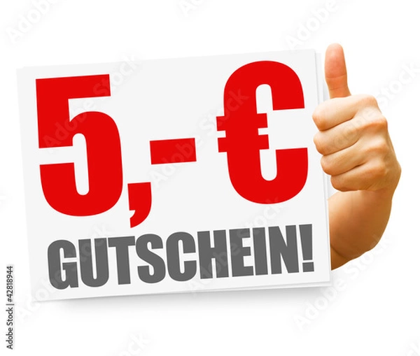 Obraz 5,- Euro Gutschein! Button, Icon