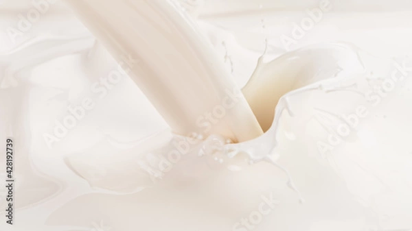 Fototapeta Splashing milk on white background