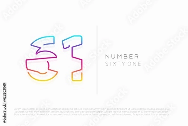 Obraz Number 61 sixty one logo icon design, vector template