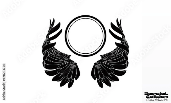 Obraz wing and circle tribal business vector logo