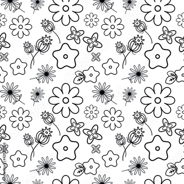 Fototapeta Beautiful invitation for fabric design. Seamless vector texture. White background. Spring symbol. Decorative print. Creative concept. Graphic abstract background.