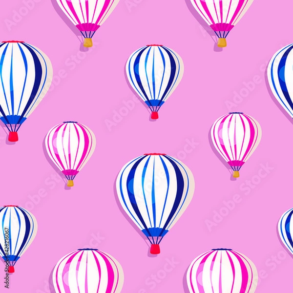Fototapeta Hot air balloon seamless pattern vector illustration