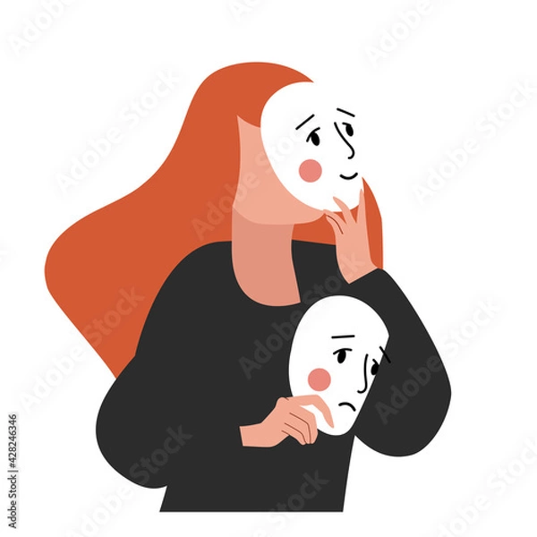 Obraz vector flat style modern illustration girl wearhing social mask