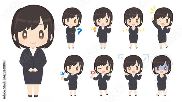 Obraz ビジネススーツ姿の女性 全身ポーズセット