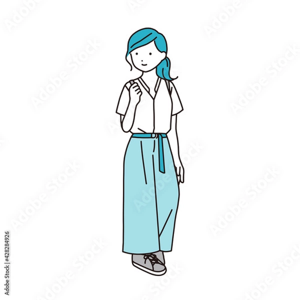 Fototapeta おしゃれなファッションの女性の全身イラスト