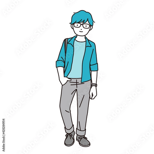 Fototapeta おしゃれなファッションの男性の全身イラスト