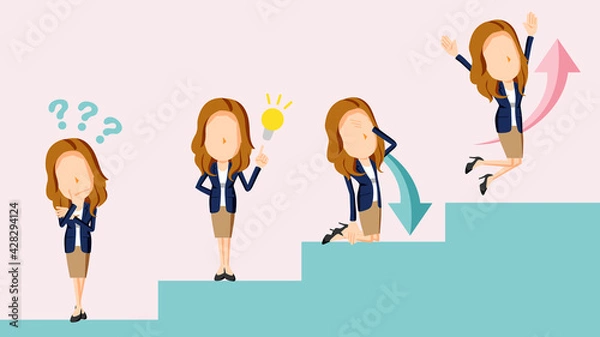 Obraz 課題を解決して成功する人物のイラスト	