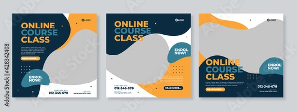Obraz Online course class social media post template design vector