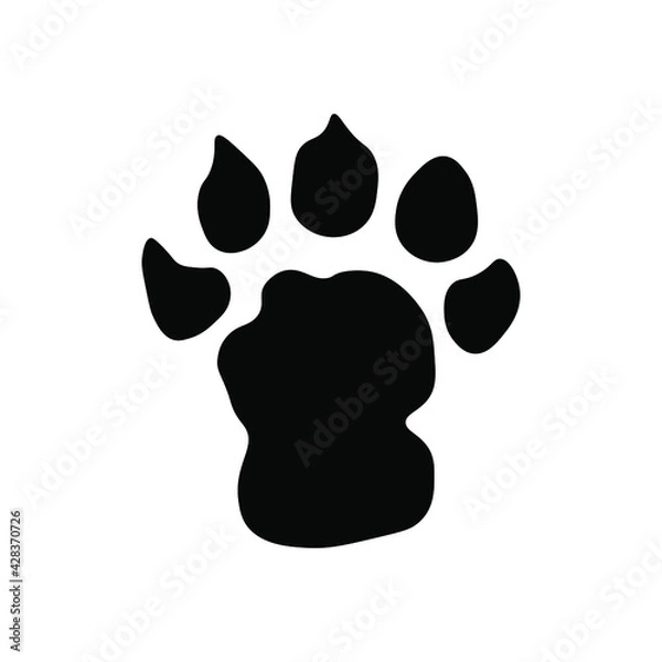 Obraz Sing. The footprint of an animal. Flat black and white icon. Vector graphics for design. Otter trail.