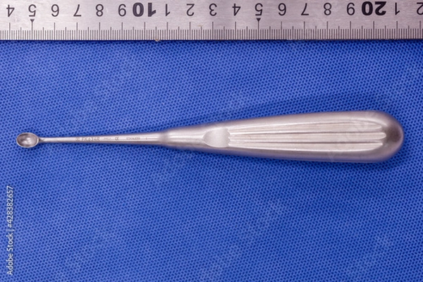 Fototapeta bone curette on a blue background