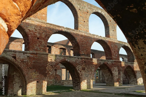 Fototapeta Close-up of ruins of parts of the old Cistercian monastery 'Kloster Doberan' (Doberan Abbey) in Bad Doberan, Germany, Europe
