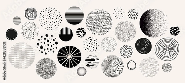 Fototapeta Zestaw ręcznie rysowanych kół doodle, tekstury do twojego projektu.