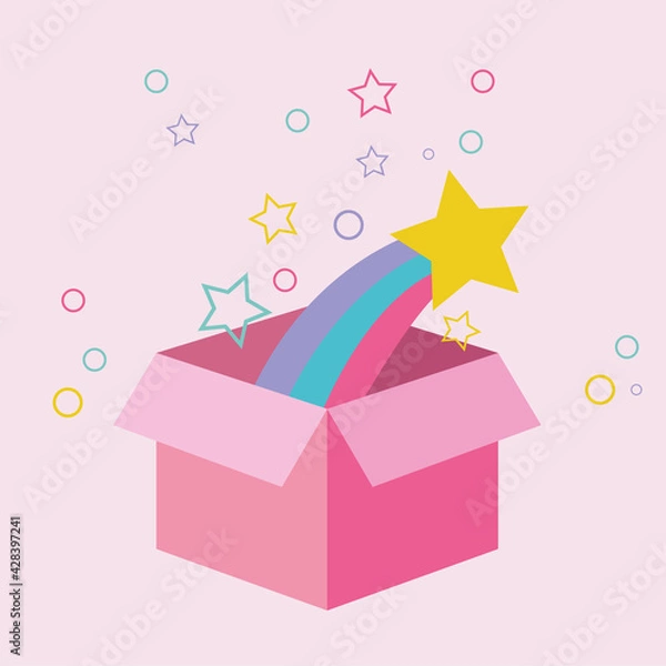 Fototapeta Magic pink box flat design vector image