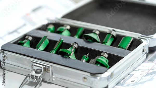 Fototapeta A set of cutters and cutters. Tools for processing wood and furniture.