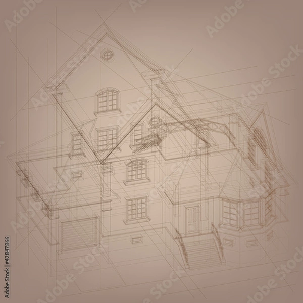 Fototapeta Architectural background. Part of architectural project