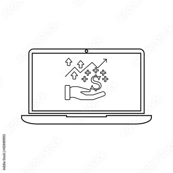 Obraz Laptop or notebook computer flat vector icon for apps and websites