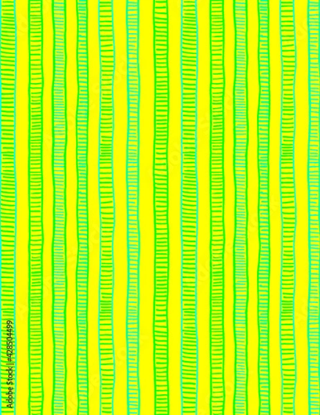 Fototapeta Abstract pattern drawn with a vertical stripes against a yellow background. Pencil drawing. Manual graphics.