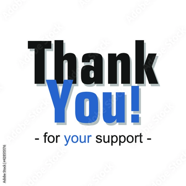 Fototapeta sentence thank you for your support in black and blue