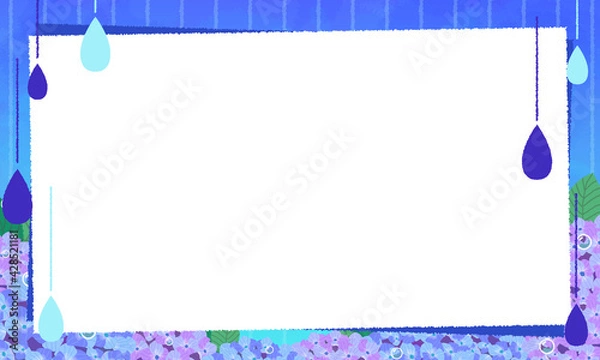 Obraz 紫陽花と雨のフレーム