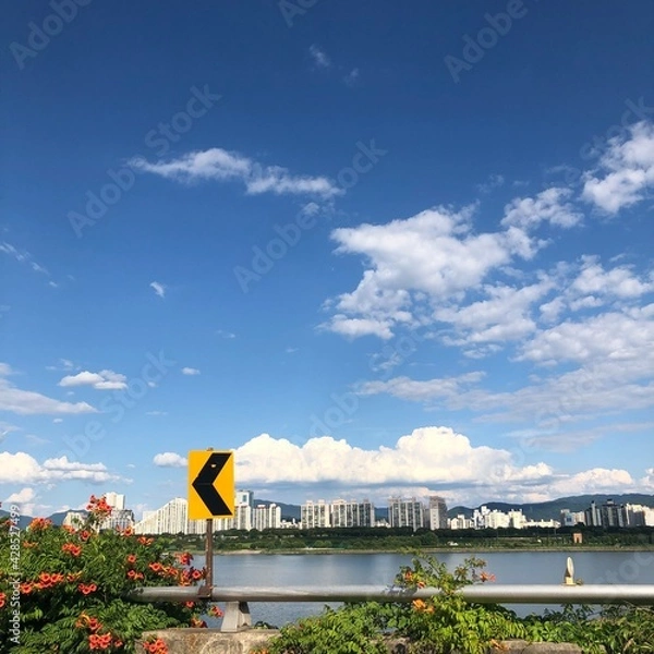 Obraz 강가 맑은 하늘 경치