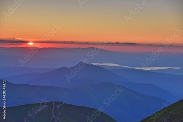 Obraz wschod i zachod slonca Tatry Zachodnie, góry, TPN, Małopolska,