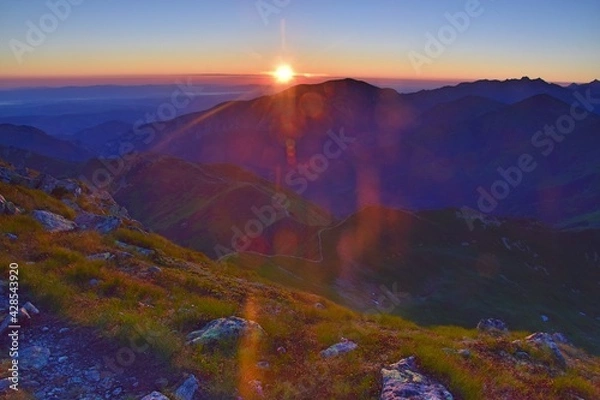 Obraz zachod slonca Tatry Zachodnie, góry, TPN, Małopolska,