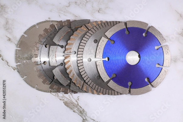 Fototapeta Assorted diamond blades for grinder or radial