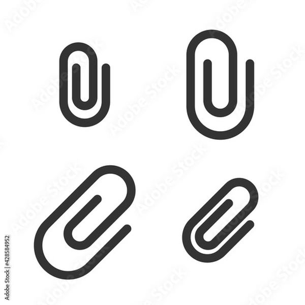 Fototapeta Pixel-perfect linear icon of a paper clip in two variants built on two base grids of 32x32 and 24x24 pixels. The initial base line weight is 2 pixels. In one-color version. Editable strokes