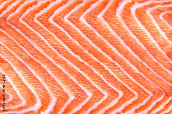 Obraz Salmon Fillet Texture or Pattern Closeup, Top View, Macro, Fresh Red Fish or Trout Background.