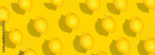 Obraz Fresh yellow lemons overhead view - flat lay