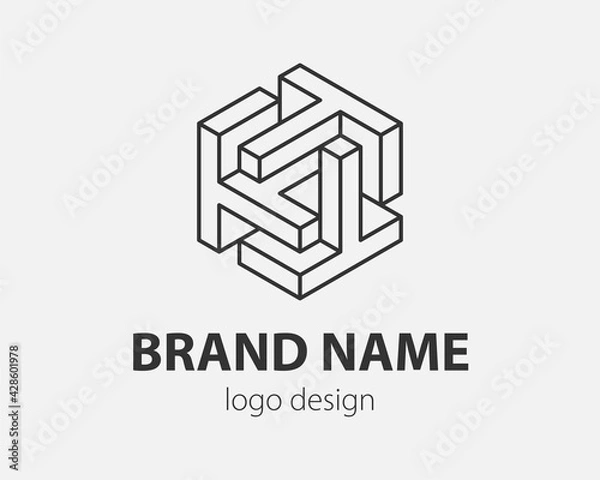 Fototapeta Technology logo line design. Logotype for digital company.