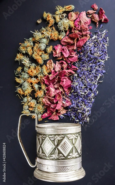 Obraz Bouquet of dried flowers stylized as a picture