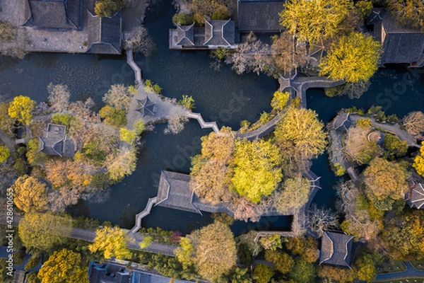 Obraz Aerial view of Humble Administrator's Garden, a classical Chinese garden in Suzhou, China
