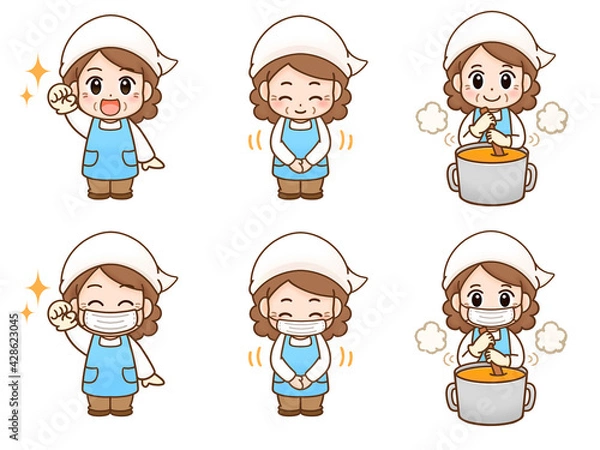 Fototapeta 調理師の女性のイラスト素材セット2