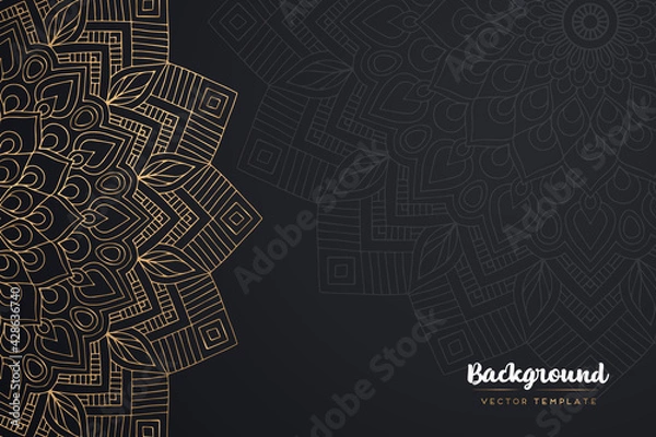 Fototapeta Vector islamic gold background with mandala