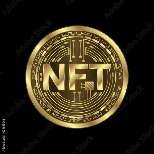 Fototapeta NFT non-fungible tokens for art and collectables, blockchain technology to create unique digital items