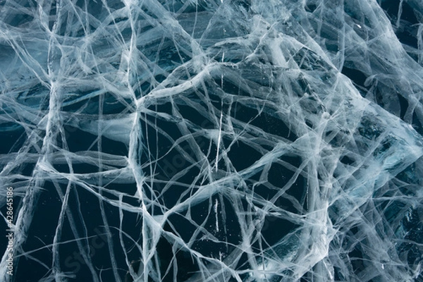 Obraz icy transparent lake with frozen patterns