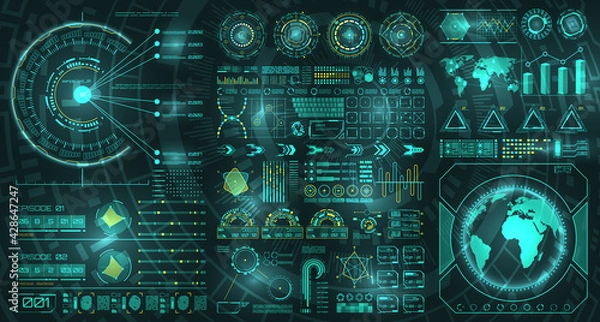 Fototapeta HUD, UI, GUI Futuristic User Interface. Dashboard, Scanning System