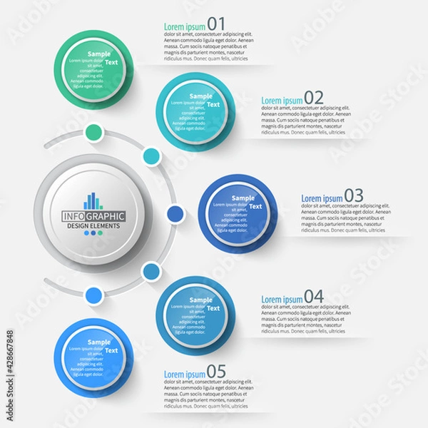Fototapeta Abstract 3D Paper Infographics. Business template .Vector illustration