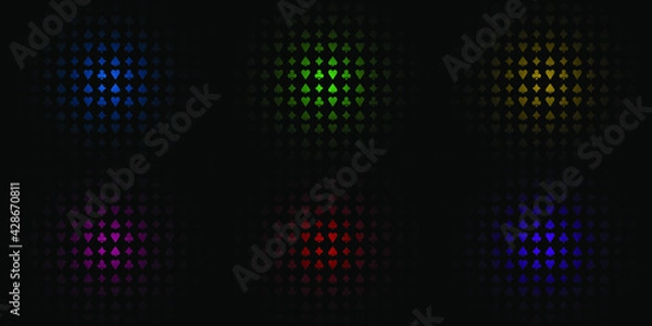 Fototapeta Set of 6 Card suits pattern shadow center