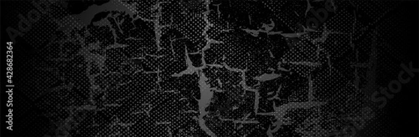 Fototapeta Black Grunge Background. Dot pattern. Dirty metal surface. Dark texture. Vector illustration