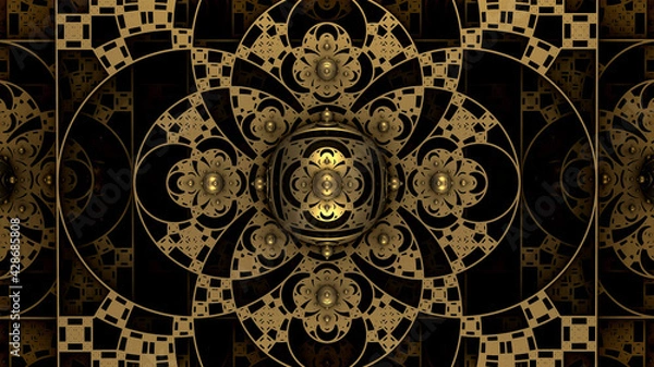 Fototapeta Abstract openwork golden pattern