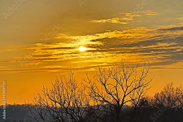 Fototapeta sunset over the river