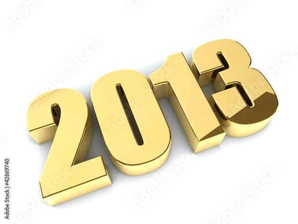 Fototapeta 3D 2013 year golden figures with shadow.