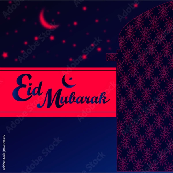 Obraz Eid Mubarak background image with pink moon