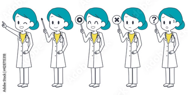 Fototapeta 医師　女性　ポインター　セット