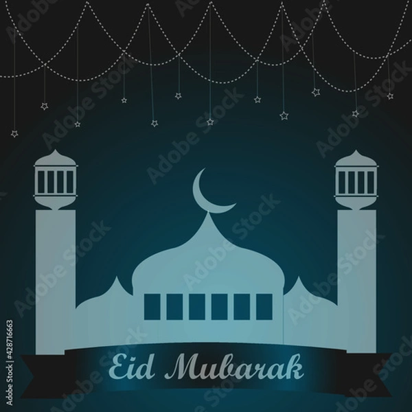 Fototapeta Eid Mubarak with night theme