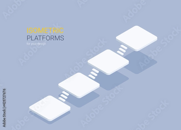 Fototapeta isometric vector illustration on gray background, isometric platforms for creating design projects and infographic templates