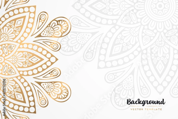 Fototapeta Vector islamic gold background with mandala
