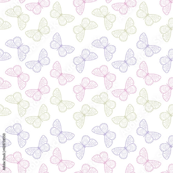 Fototapeta Vector butterfly cute seamless repeat pattern design background